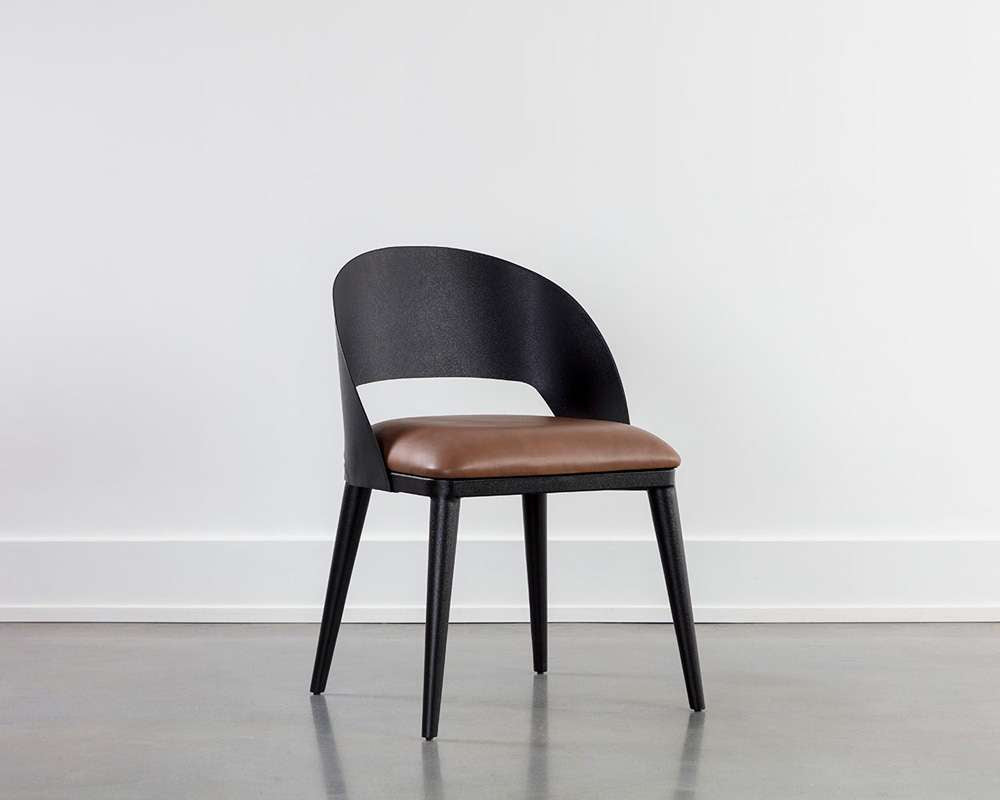 Sunpan - Dezirae Dining Chair - Black - Cognac Leather - 111040 veiw 5