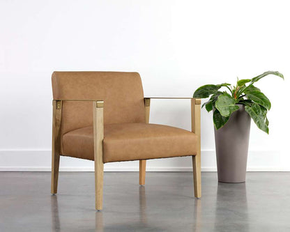 Sunpan - Westport Earl Lounge Chair - Rustic Oak - Ludlow Sesame Leather - 110602 veiw 5