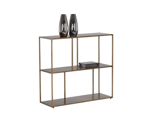 Sunpan - MIXT Eiffel Low Bookcase Medium - Antique Brass - 106602 veiw 1