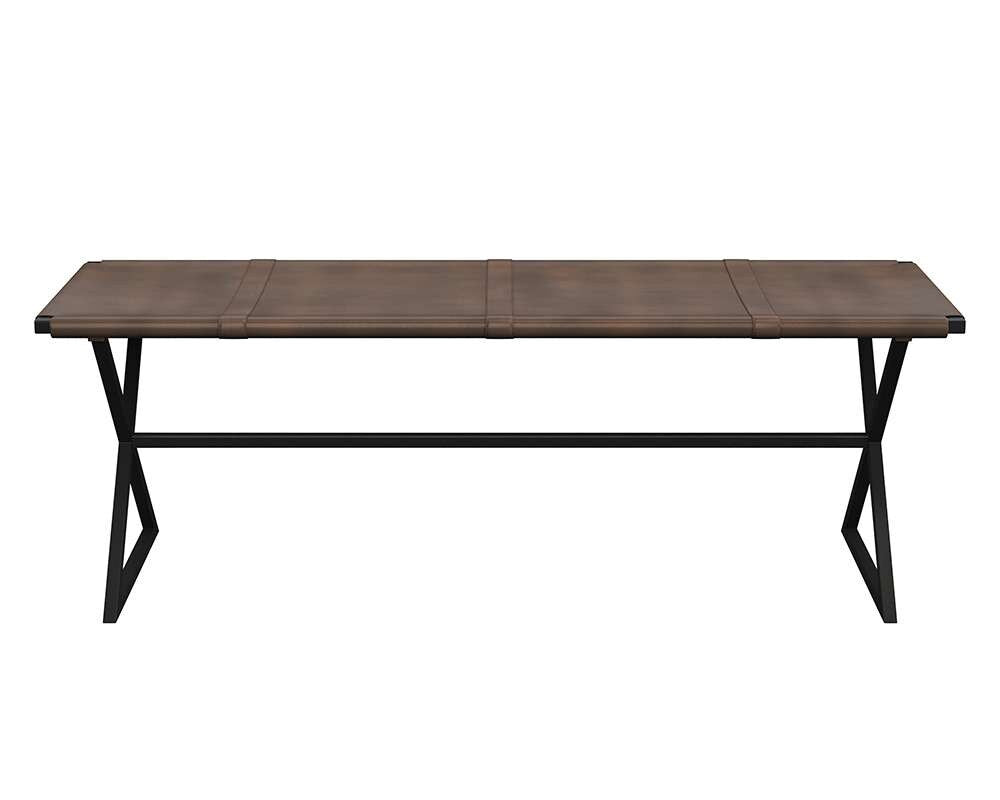 Sunpan - Elon Bench - Vintage Cognac Leather - 106358_CLOSEOUT veiw 2