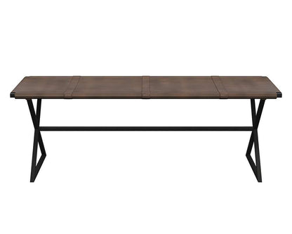 Sunpan - Elon Bench - Vintage Cognac Leather - 106358_CLOSEOUT veiw 2
