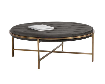 Sunpan - Irongate Ethel Ottoman Round - Piccolo Pebble - 102772 veiw 1