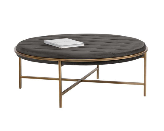 Sunpan - Irongate Ethel Ottoman Round - Piccolo Pebble - 102772 veiw 1