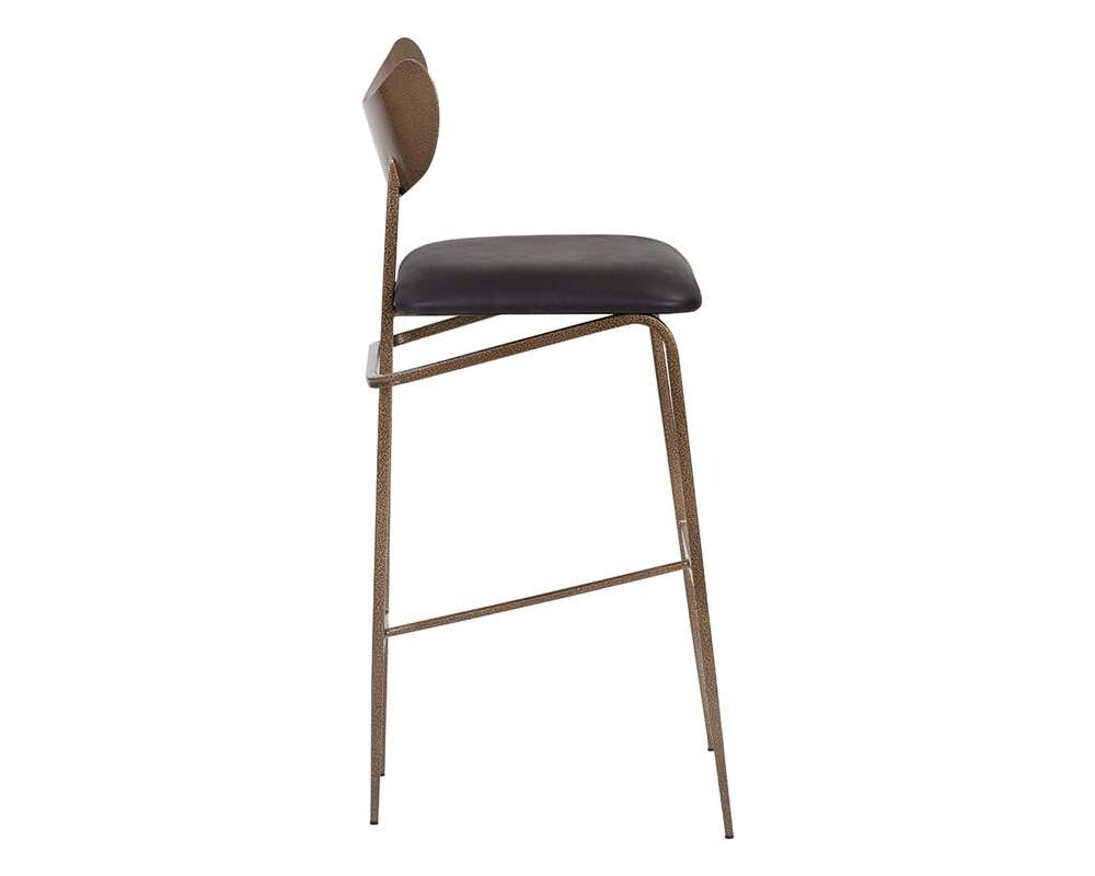 Sunpan - Gibbons Barstool - Antique Brass - Charcoal Black Leather - 110366 veiw 3