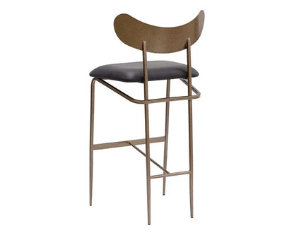 Sunpan - Gibbons Barstool - Antique Brass - Charcoal Black Leather - 110366 veiw 4