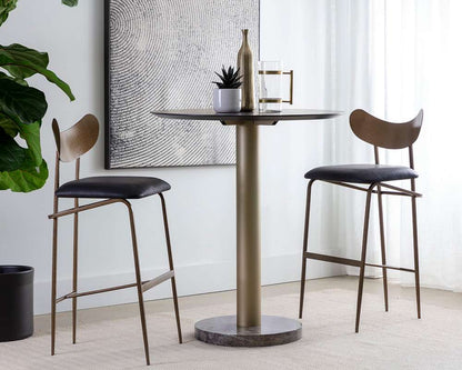 Sunpan - Gibbons Barstool - Antique Brass - Charcoal Black Leather - 110366 veiw 5