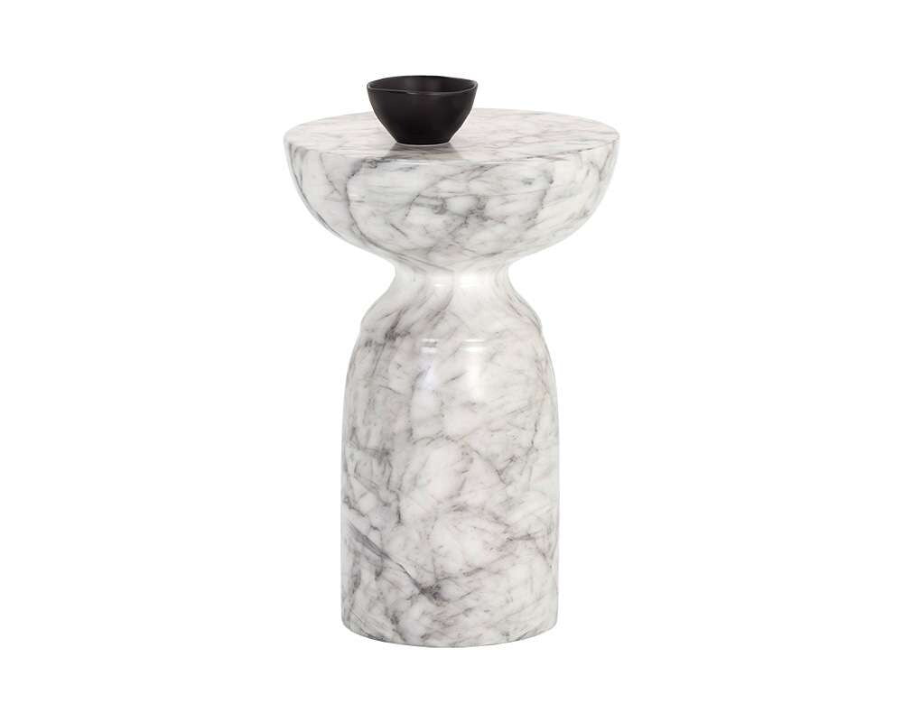 Sunpan - MIXT Goya End Table - Marble Look - White - 106284 veiw 1