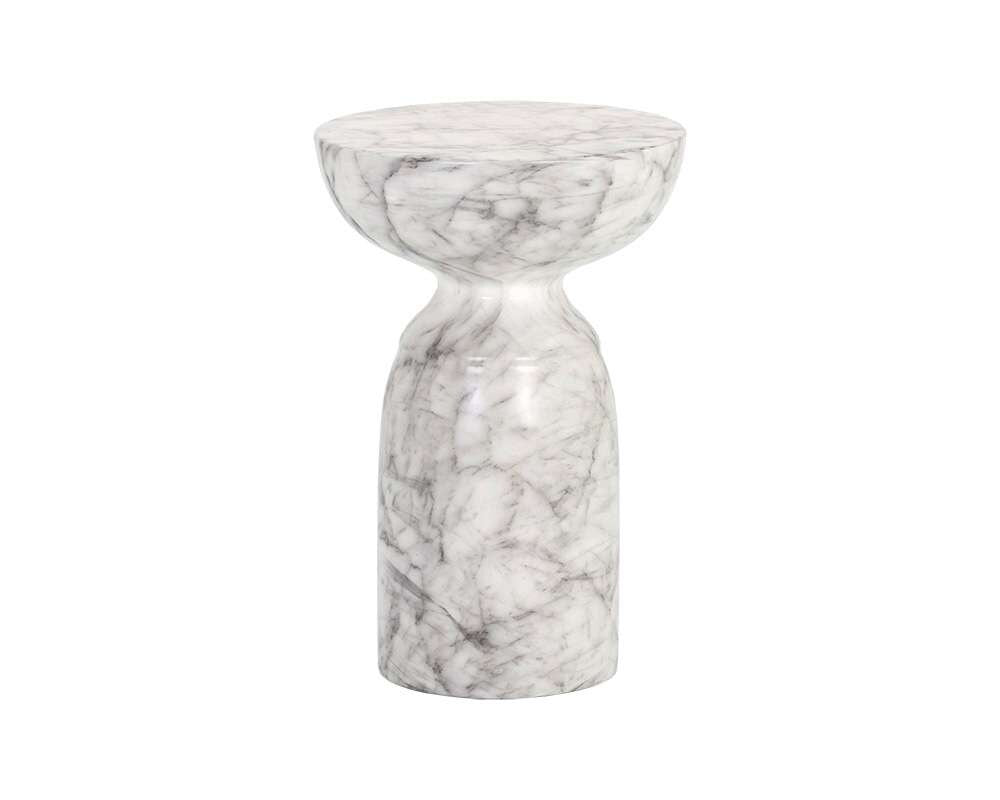 Sunpan - MIXT Goya End Table - Marble Look - White - 106284 veiw 3