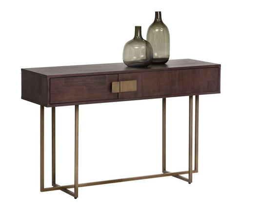 Sunpan - MIXT Jade Console Table - Antique Brass - Dark Mango - 102984 veiw 1