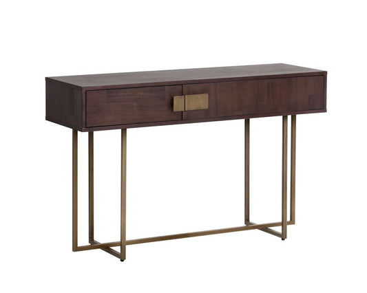 Sunpan - MIXT Jade Console Table - Antique Brass - Dark Mango - 102984 veiw 2