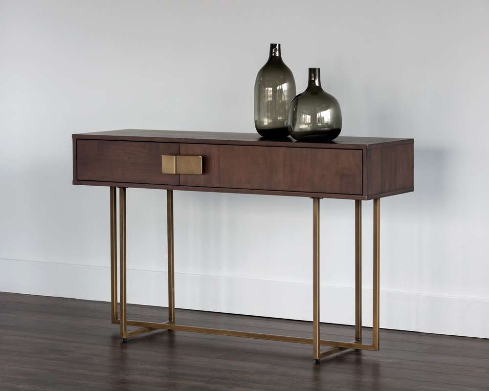 Sunpan - MIXT Jade Console Table - Antique Brass - Dark Mango - 102984 veiw 4