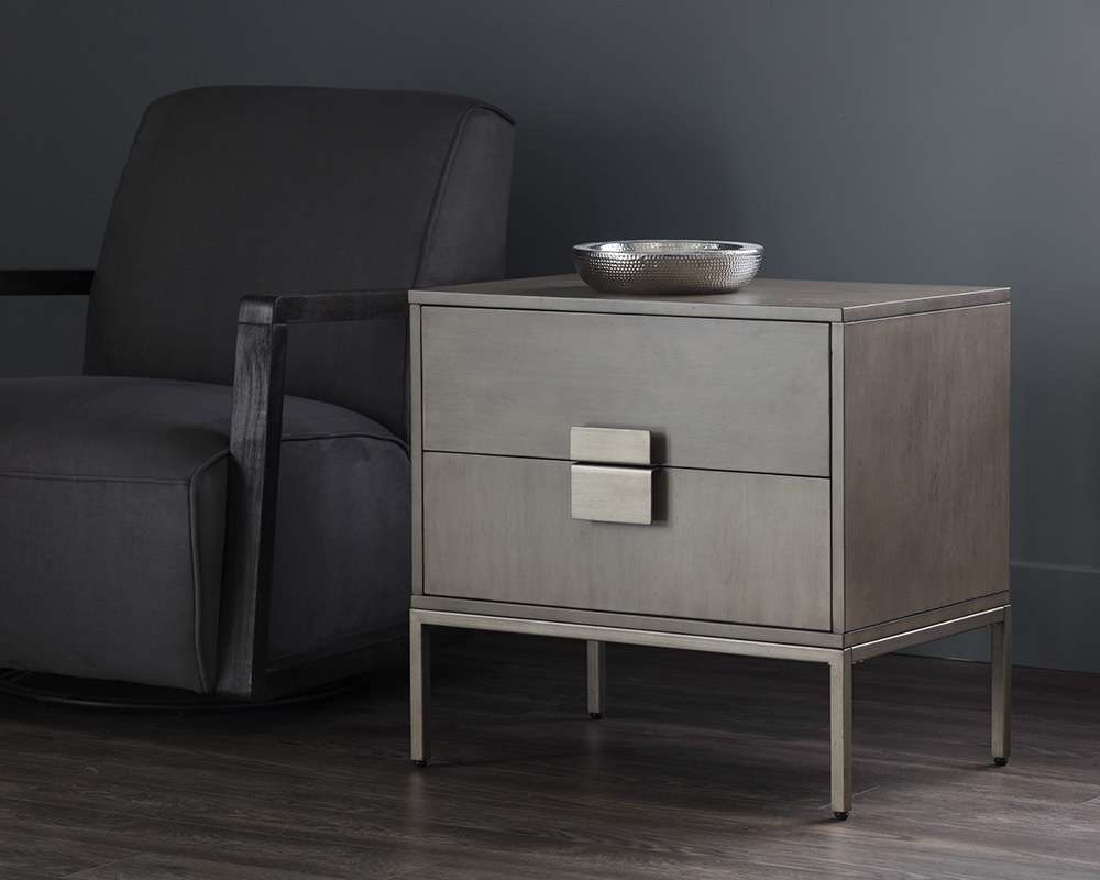 Sunpan - MIXT Jade Nightstand - Antique Silver - Ash Grey - 104100 veiw 4