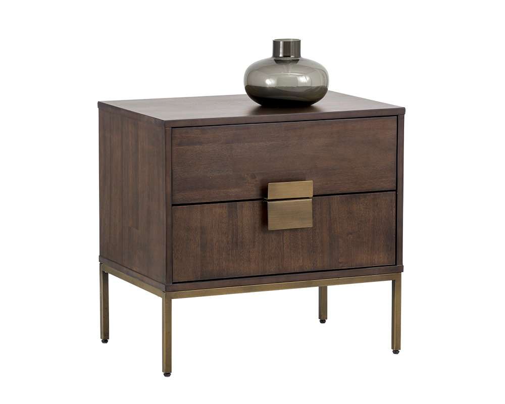 Sunpan - MIXT Jade Nightstand - Antique Brass - Dark Mango - 102922 veiw 1