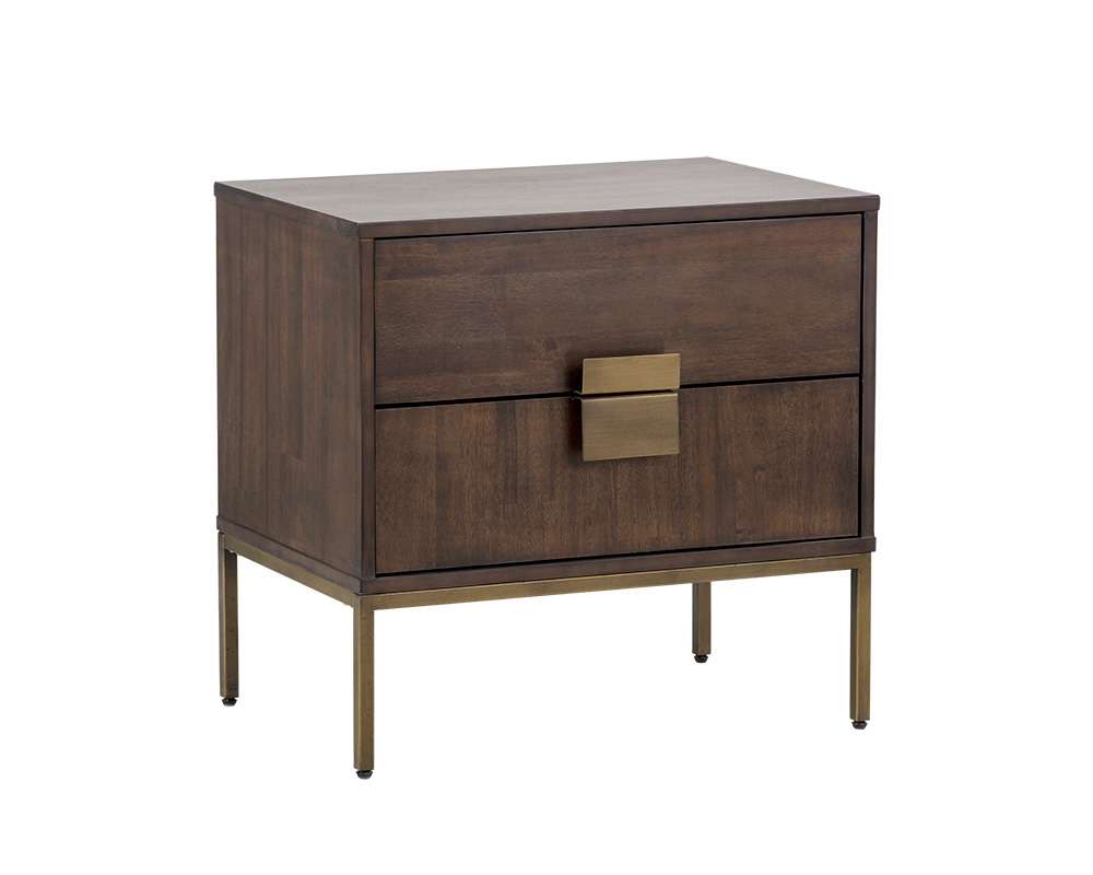 Sunpan - MIXT Jade Nightstand - Antique Brass - Dark Mango - 102922 veiw 2