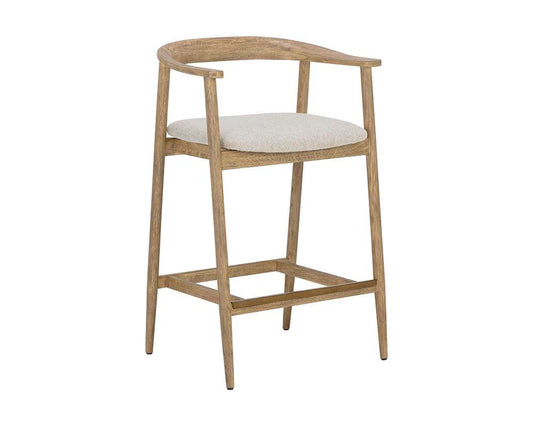 Sunpan - MIXT Jeremy Counter Stool - Weathered Oak - Dove Cream - 111008 veiw 1