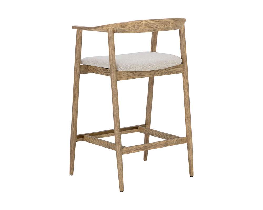 Sunpan - MIXT Jeremy Counter Stool - Weathered Oak - Dove Cream - 111008 veiw 4