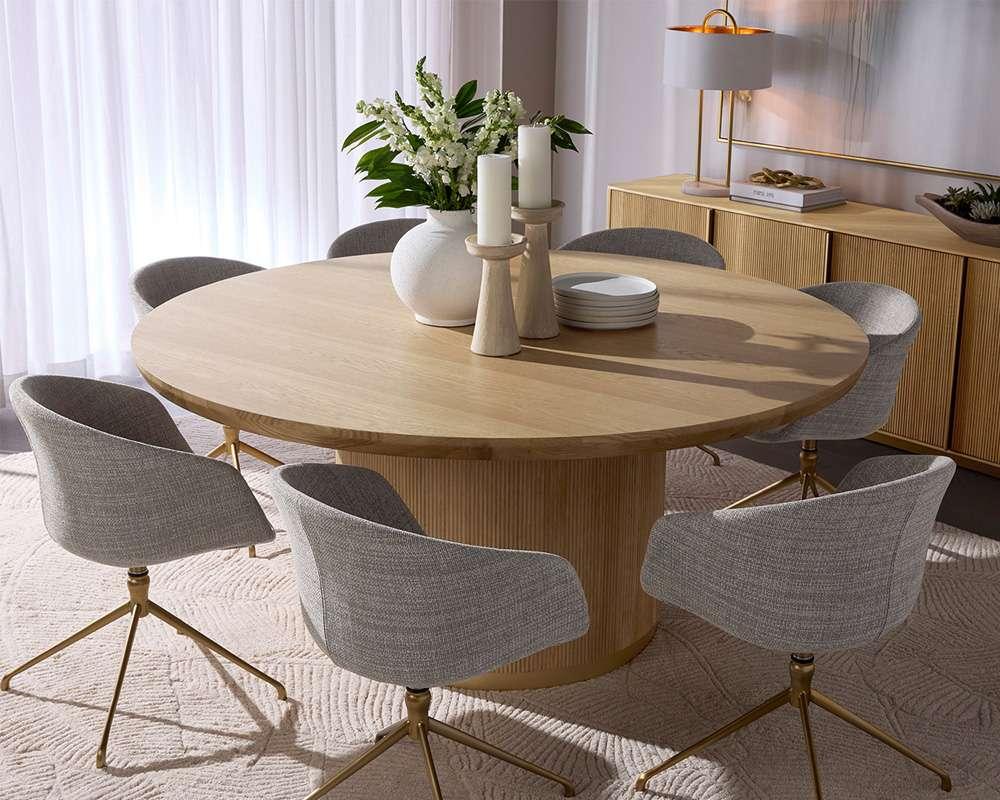 Sunpan - Kalla Dining Table Round - Rustic Oak - 68in - 110774 veiw 4
