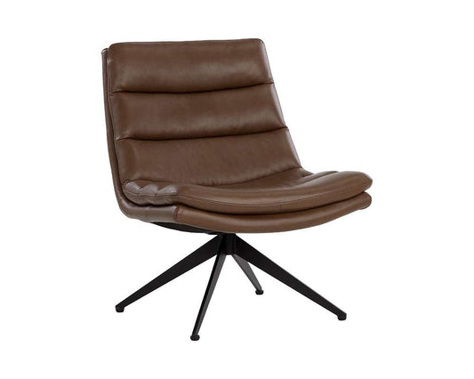 Sunpan - Keller Swivel Lounge Chair - Missouri Mahogany Leather - 107702 veiw 1