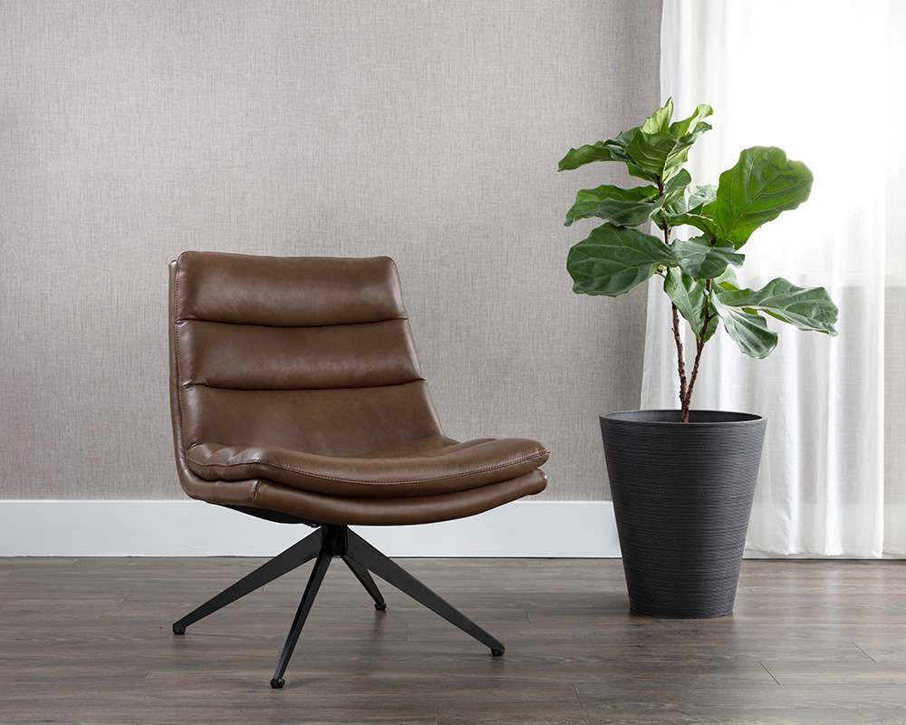 Sunpan - Keller Swivel Lounge Chair - Missouri Mahogany Leather - 107702 veiw 5
