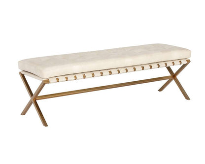 Sunpan - Kenji Bench Small - Gold - Bravo Cream - 105362_SUN veiw 1