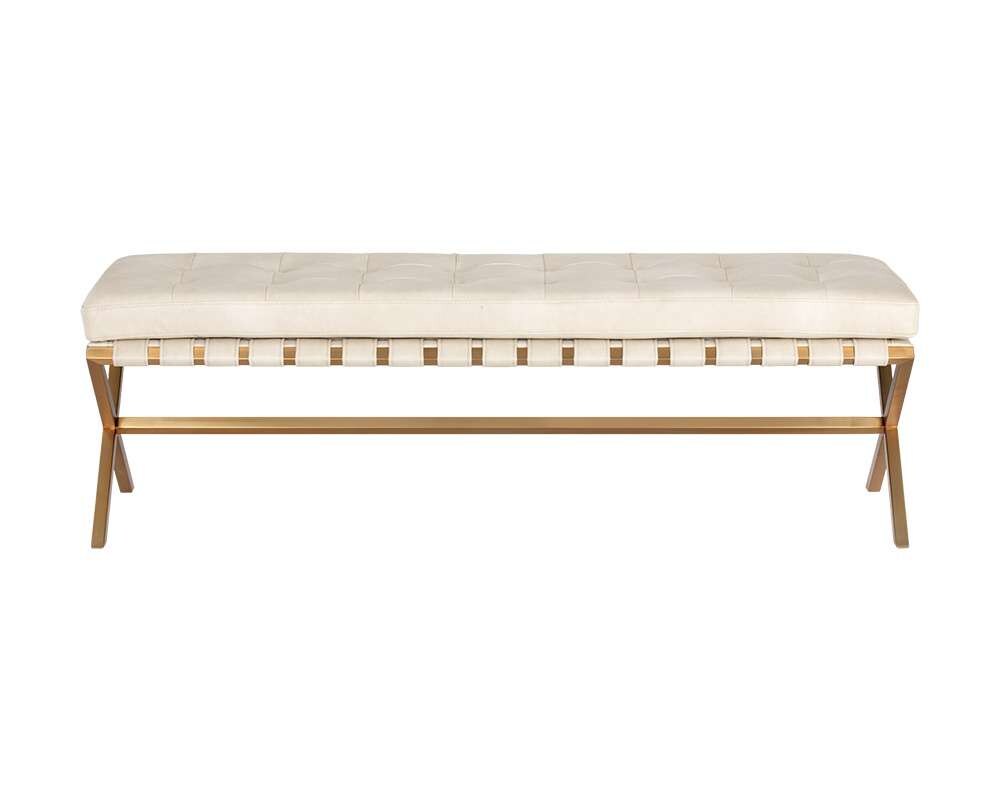 Sunpan - Kenji Bench Small - Gold - Bravo Cream - 105362_SUN veiw 3