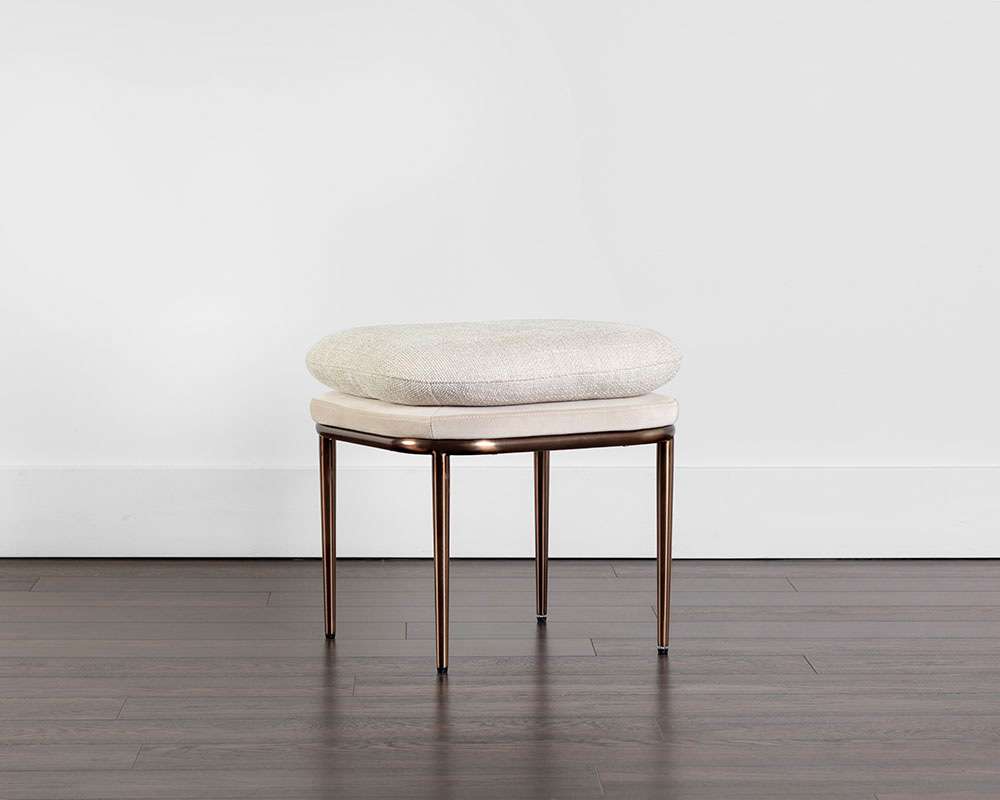 Sunpan - Koffi Stool - Dark Bronze - Chacha Cream / Meg Taupe - 109315 veiw 3