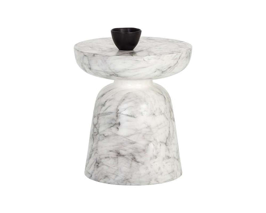 Sunpan - MIXT Lucida End Table - Marble Look - White - 106283 veiw 1