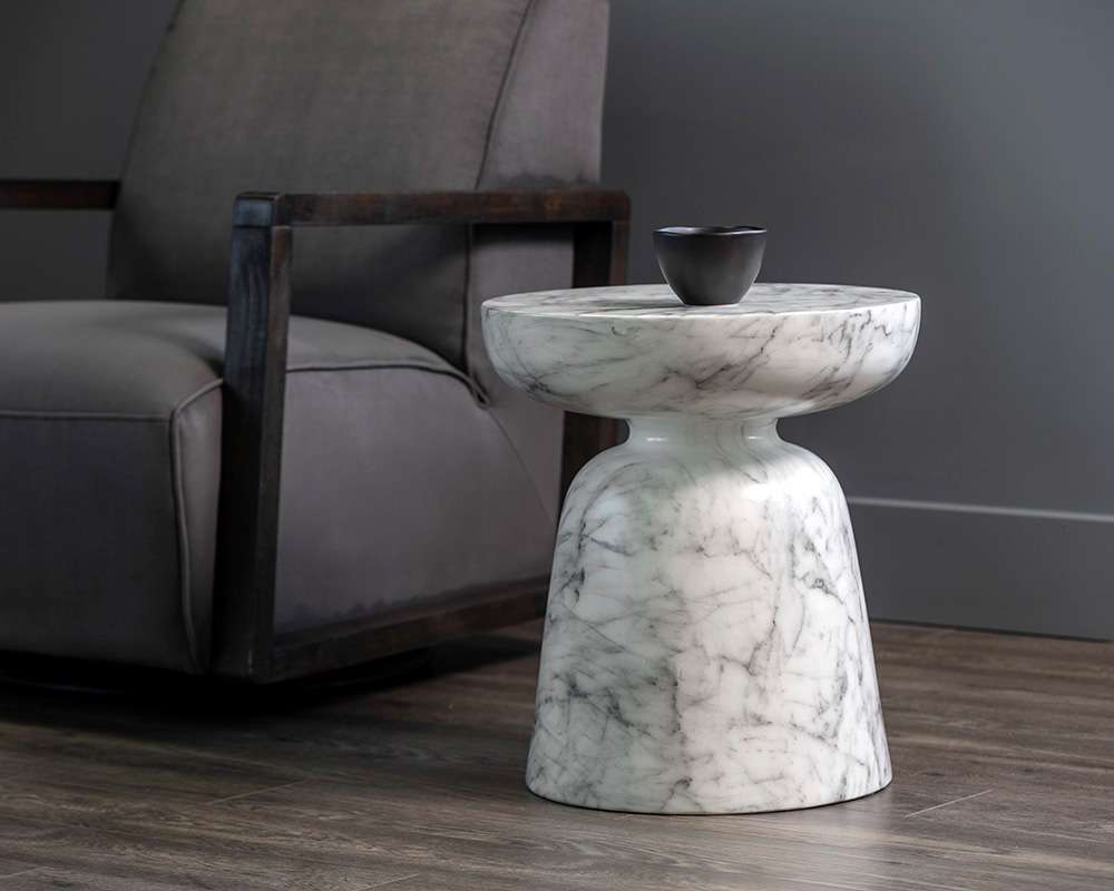 Sunpan - MIXT Lucida End Table - Marble Look - White - 106283 veiw 4