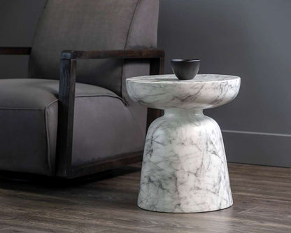 Sunpan - MIXT Lucida End Table - Marble Look - White - 106283 veiw 4