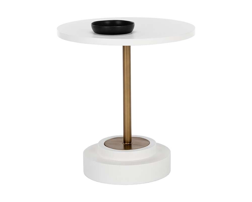 Sunpan - Solterra Marlowe Bistro Table - Antique Brass - White - 27.5in - 108117 veiw 1