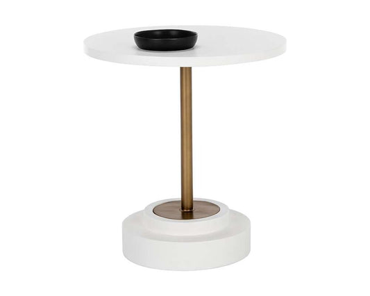 Sunpan - Solterra Marlowe Bistro Table - Antique Brass - White - 27.5in - 108117 veiw 1