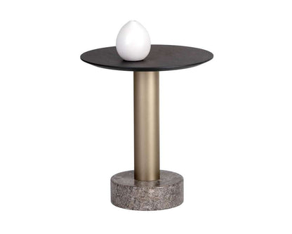 Sunpan - Artezia Monaco End Table - Gold - Grey Marble / Charcoal Grey - 104629 veiw 1