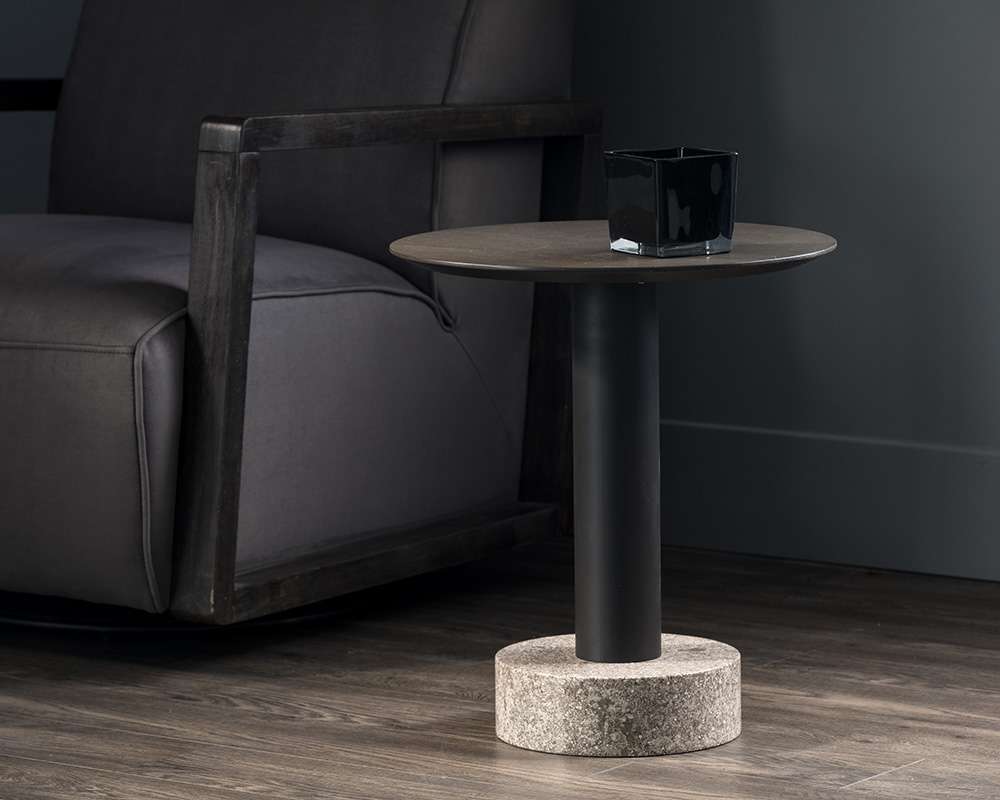 Sunpan - Artezia Monaco End Table - Black - Grey Marble / Raw Umber - 104630 veiw 3