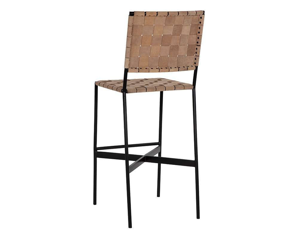 Sunpan - Omari Barstool - Suede Light Tan Leather - 107068 veiw 3