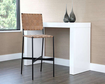 Sunpan - Omari Barstool - Suede Light Tan Leather - 107068 veiw 4