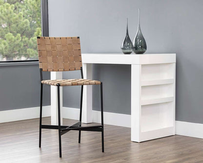 Sunpan - Omari Counter Stool - Suede Light Tan Leather - 107067 veiw 4
