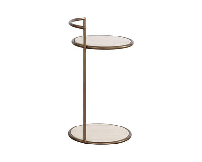 Sunpan - Parga End Table - Rustic Bronze - Travertine Look - 111256 veiw 3