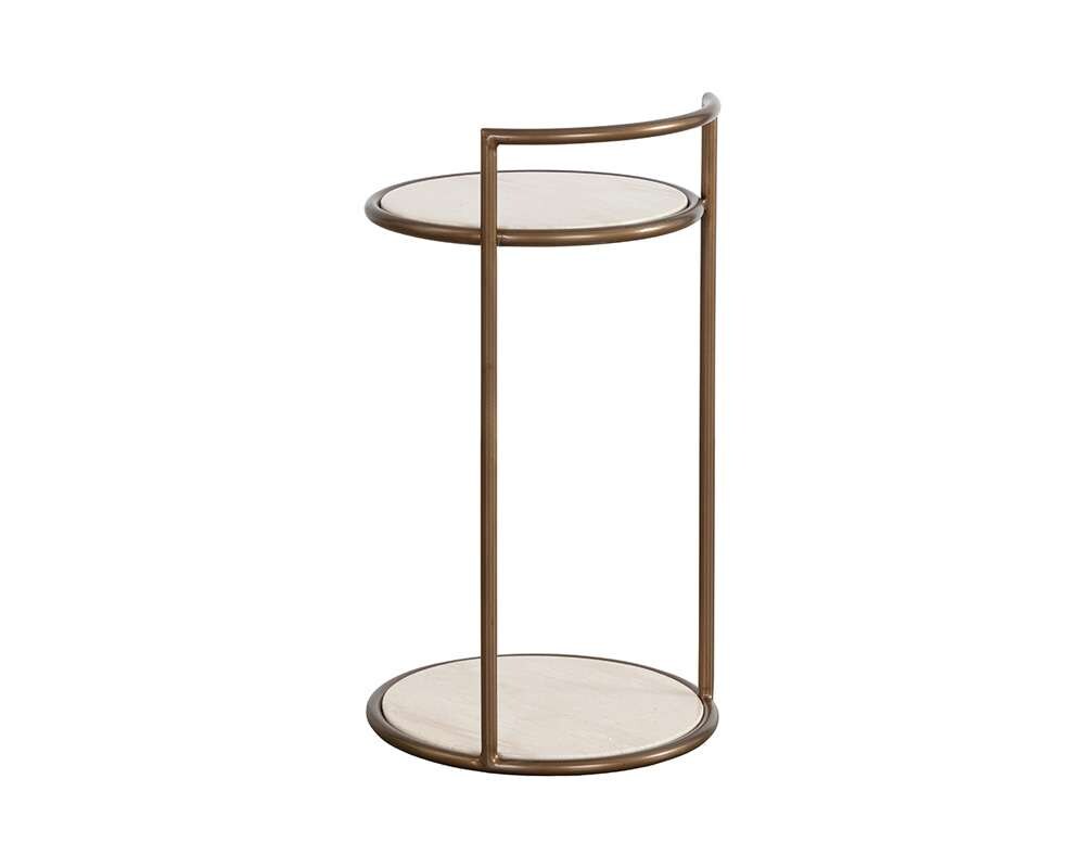 Sunpan - Parga End Table - Rustic Bronze - Travertine Look - 111256 veiw 4