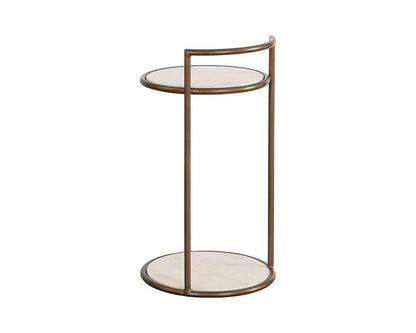 Sunpan - Parga End Table - Rustic Bronze - Travertine Look - 111256 veiw 4