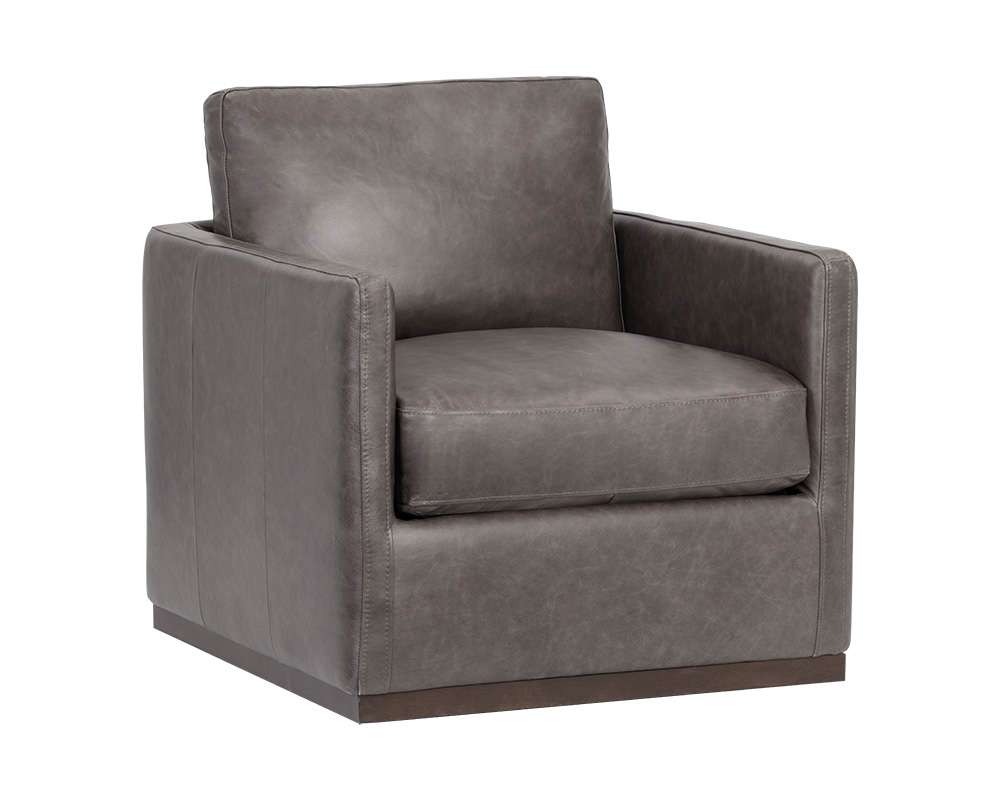 Sunpan - 5West Portman Swivel Lounge Chair - Marseille Concrete Leather - 106484 veiw 1