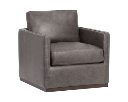 Sunpan - 5West Portman Swivel Lounge Chair - Marseille Concrete Leather - 106484 veiw 1