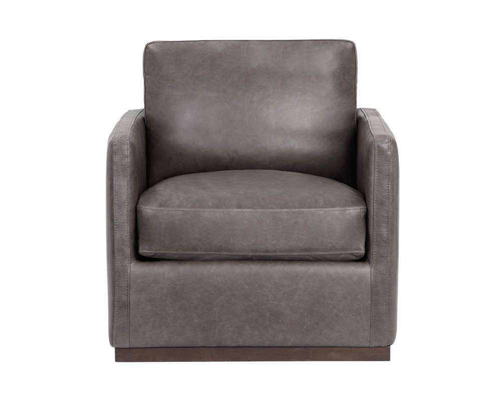 Sunpan - 5West Portman Swivel Lounge Chair - Marseille Concrete Leather - 106484 veiw 2