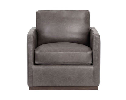 Sunpan - 5West Portman Swivel Lounge Chair - Marseille Concrete Leather - 106484 veiw 2