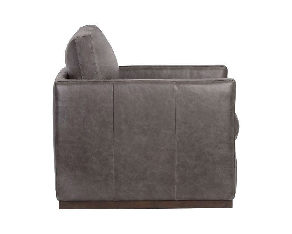 Sunpan - 5West Portman Swivel Lounge Chair - Marseille Concrete Leather - 106484 veiw 3