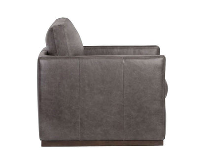 Sunpan - 5West Portman Swivel Lounge Chair - Marseille Concrete Leather - 106484 veiw 3