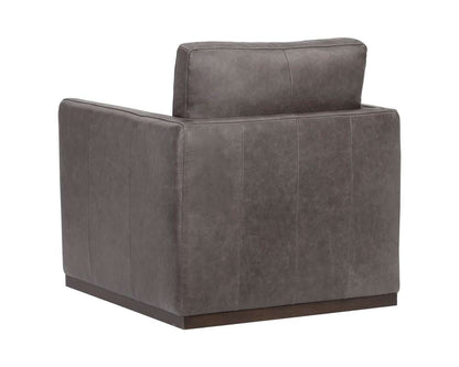 Sunpan - 5West Portman Swivel Lounge Chair - Marseille Concrete Leather - 106484 veiw 4