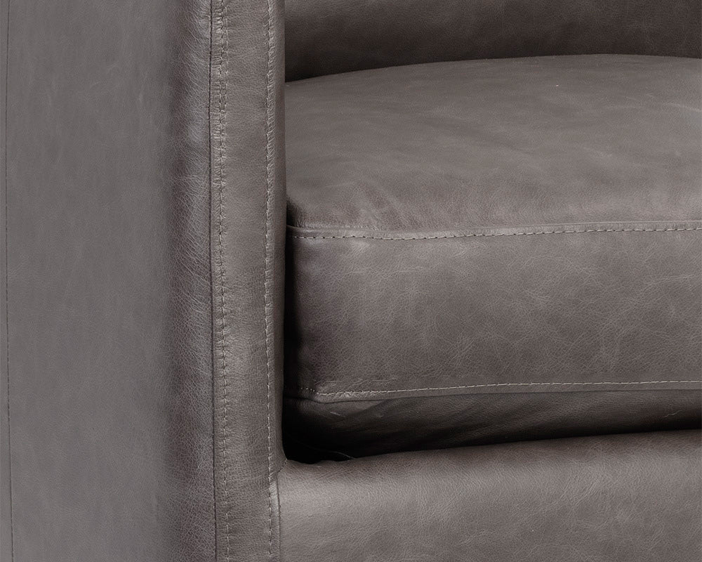 Sunpan - 5West Portman Swivel Lounge Chair - Marseille Concrete Leather - 106484 view 6