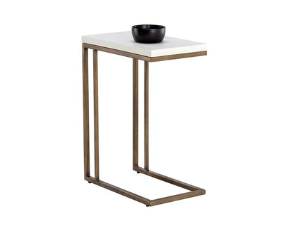 Sunpan - Solterra Sawyer End Table - Antique Brass - White - 108115 veiw 1