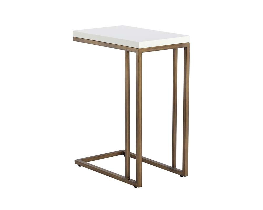 Sunpan - Solterra Sawyer End Table - Antique Brass - White - 108115 veiw 3