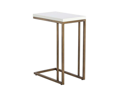 Sunpan - Solterra Sawyer End Table - Antique Brass - White - 108115 veiw 3